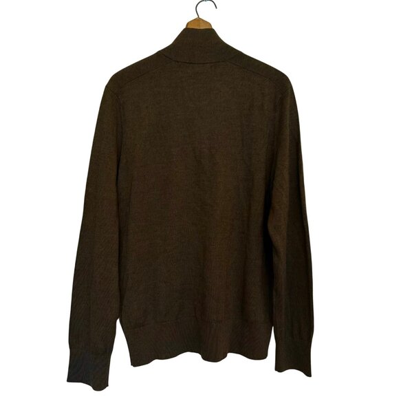 Banana Republic Men's Large Merino Wool Tipped Snap-Placket Sweater Dark Brown - Picture 3 of 9